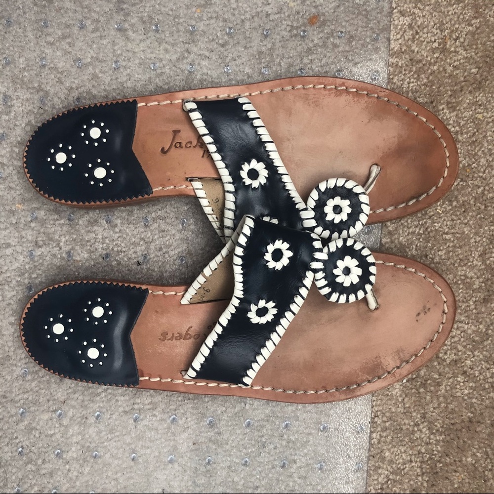 Jack Rogers Navy Blue and White Sandals